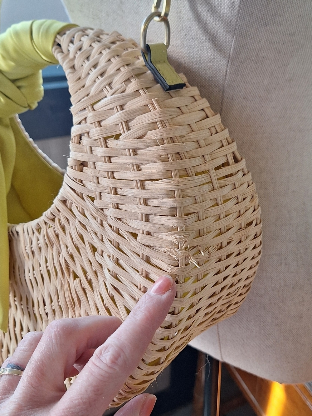 Scoop Woven Straw Crossbody Bag with Satin Scarf Accent, Style#SC221129 - Picture 15 of 16